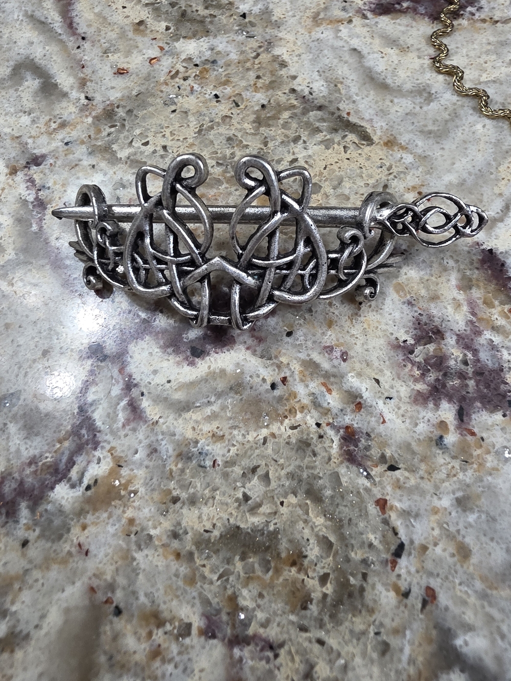 Viking Hair Slide- Silver Celtic Knot Hair Slide
